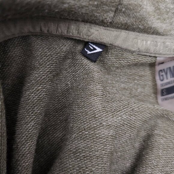 Gymshark Cross Back Marl Khaki Pull Over Hoodie Active Cropped Sweatshirt - Picture 5 of 10